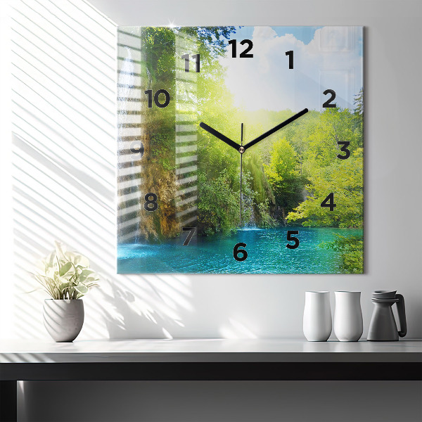 Reloj de pared cuadrado Paisaje lagunar