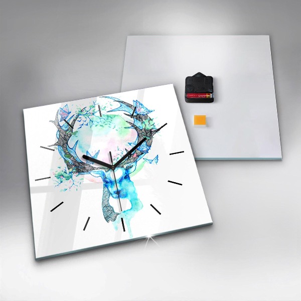 Reloj de pared cuadrado Ilustración de un ciervo