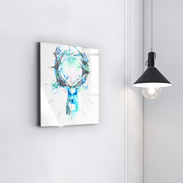 Reloj de pared cuadrado Ilustración de un ciervo