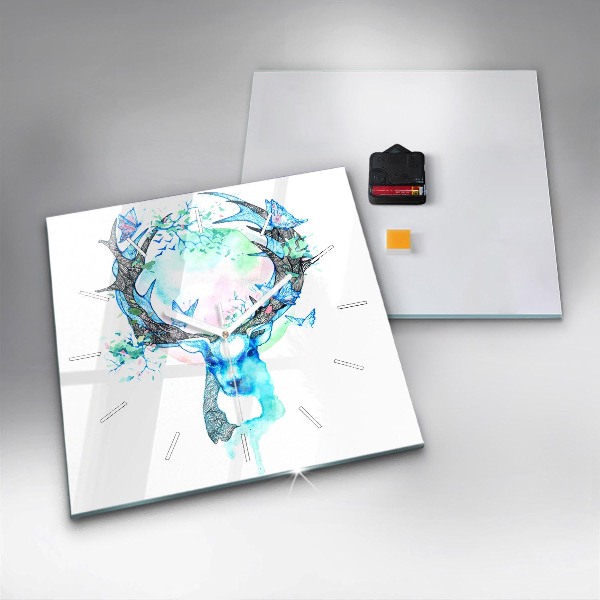 Reloj de pared cuadrado Ilustración de un ciervo