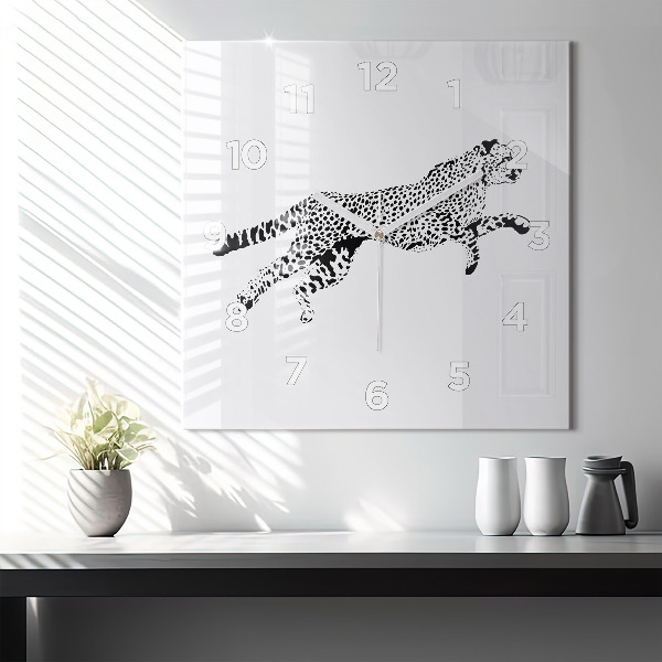 Reloj de pared cuadrado Silueta de una pantera