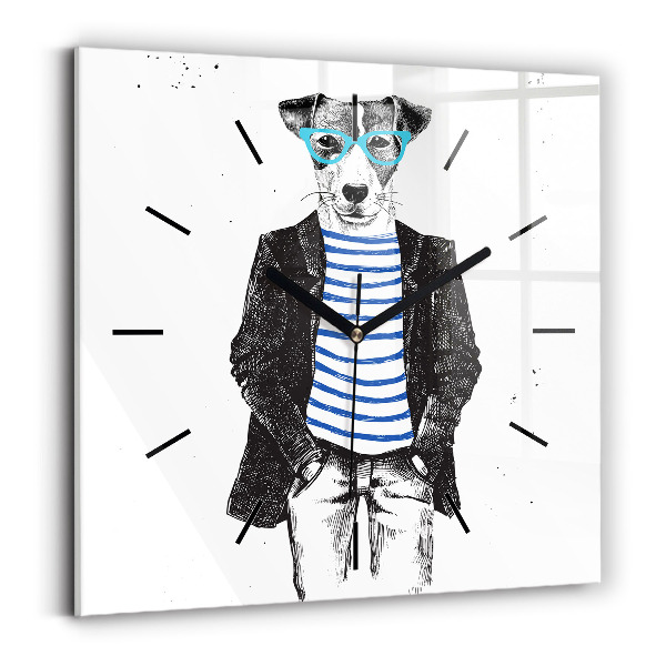 Reloj de pared cuadrado Perro en cuerpo humano