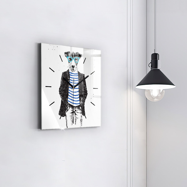 Reloj de pared cuadrado Perro en cuerpo humano