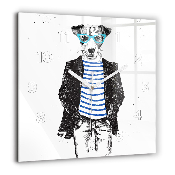 Reloj de pared cuadrado Perro en cuerpo humano