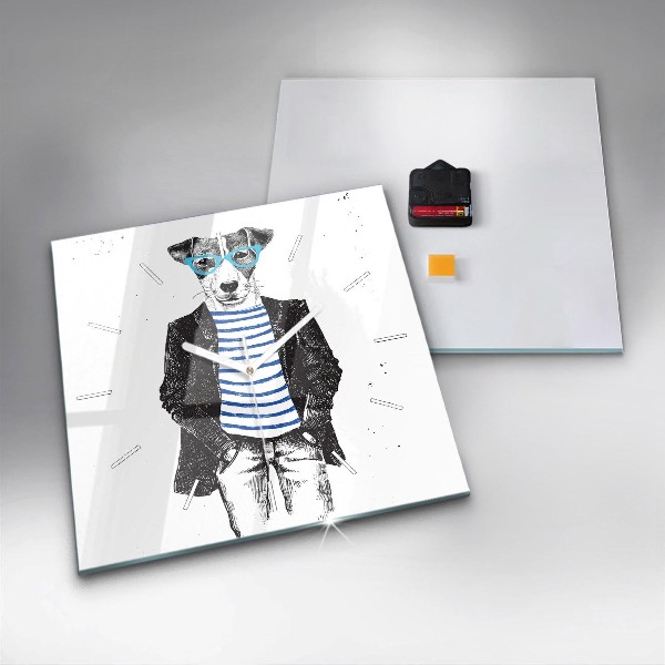 Reloj de pared cuadrado Perro en cuerpo humano