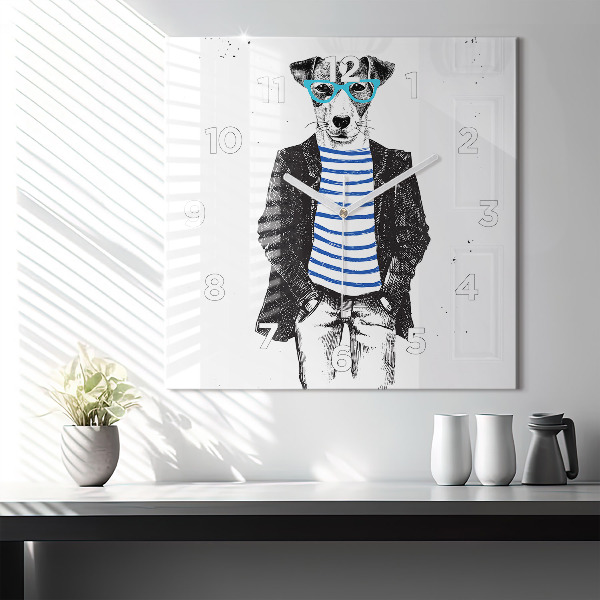 Reloj de pared cuadrado Perro en cuerpo humano