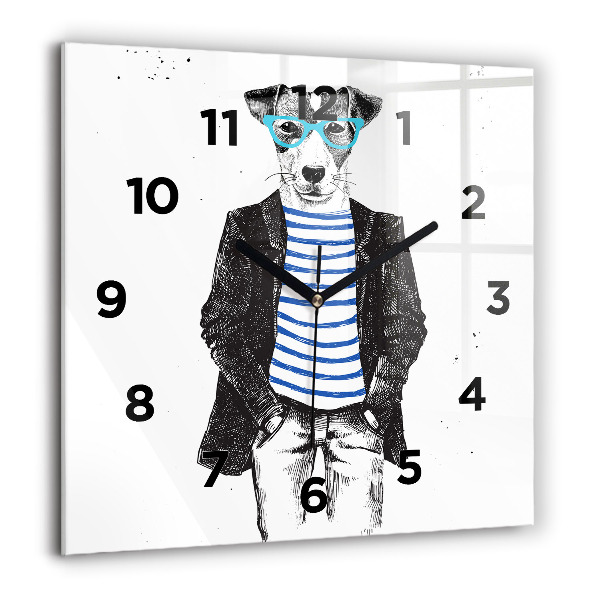 Reloj de pared cuadrado Perro en cuerpo humano