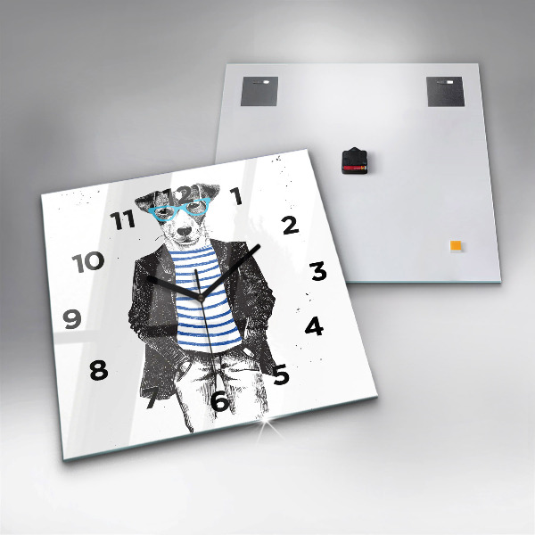 Reloj de pared cuadrado Perro en cuerpo humano