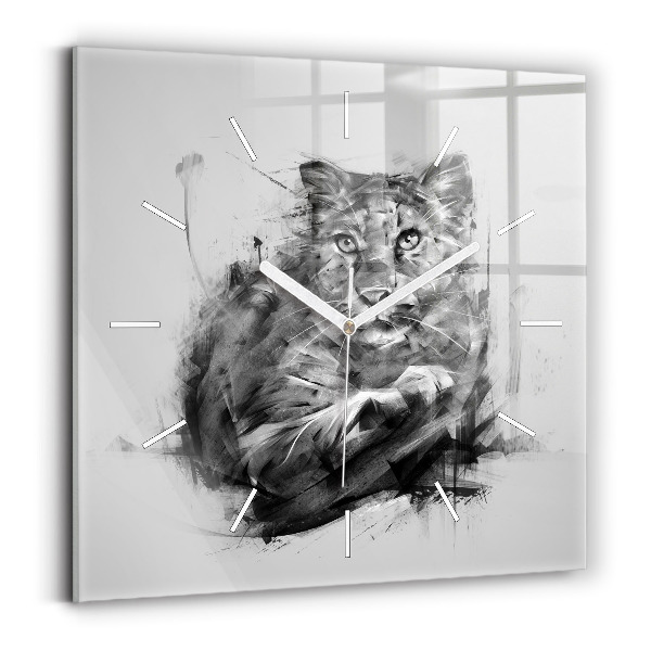 Reloj de pared cuadrado León pintado