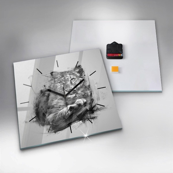 Reloj de pared cuadrado León pintado