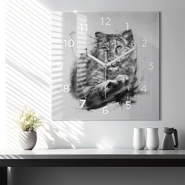 Reloj de pared cuadrado León pintado