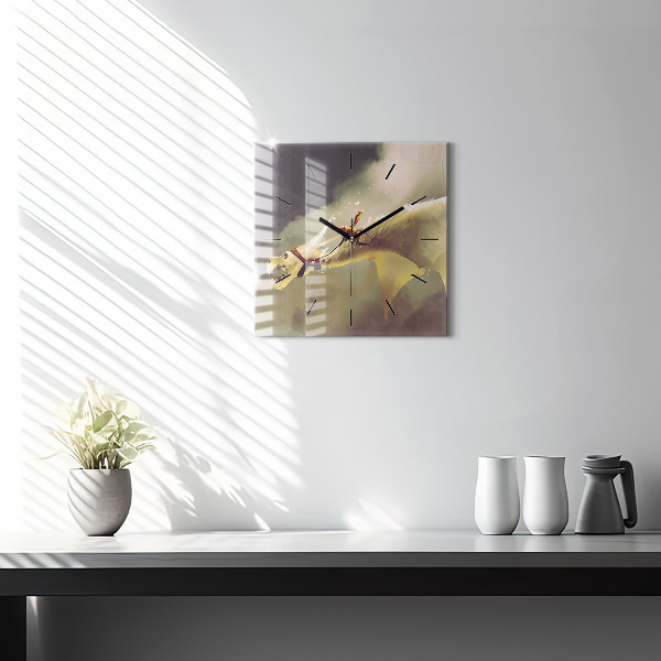 Reloj cuadrado Ilustración de un jinete de dragón