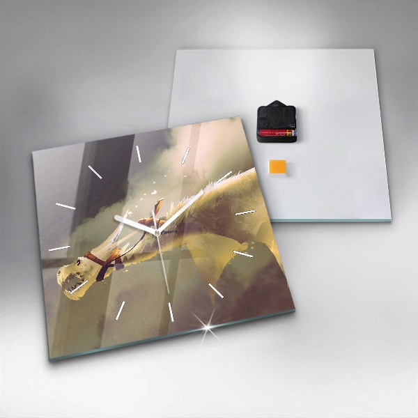 Reloj cuadrado Ilustración de un jinete de dragón