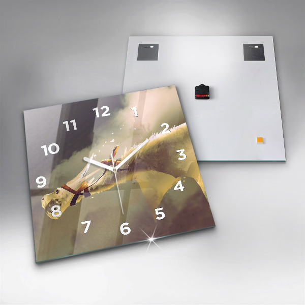 Reloj cuadrado Ilustración de un jinete de dragón