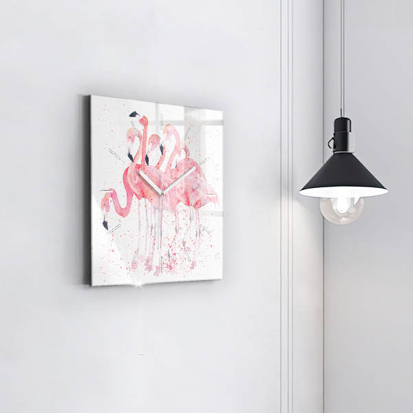 Reloj de pared cuadrado Grupo de flamencos