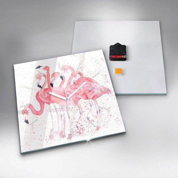 Reloj de pared cuadrado Grupo de flamencos