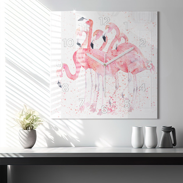 Reloj de pared cuadrado Grupo de flamencos