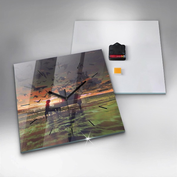 Reloj de pared cuadrado Concierto en la playa