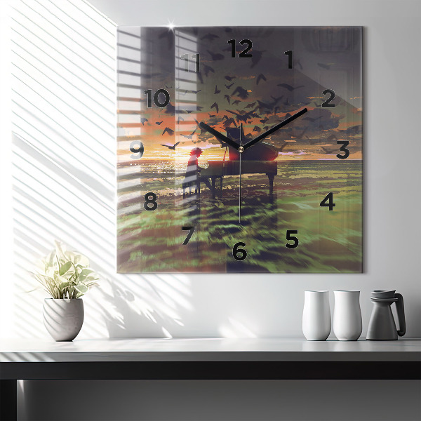 Reloj de pared cuadrado Concierto en la playa