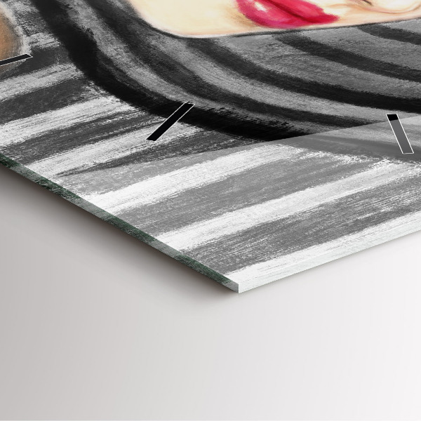 Reloj de pared cuadrado Mujer en blanco y negro