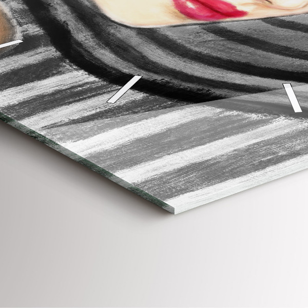 Reloj de pared cuadrado Mujer en blanco y negro