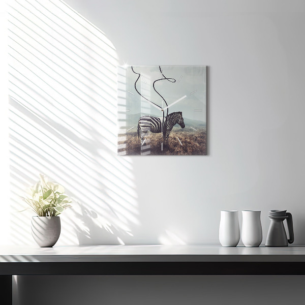 Reloj de pared cuadrado Cebra - Abstracción