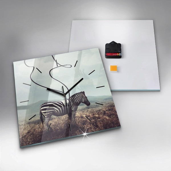 Reloj de pared cuadrado Cebra - Abstracción