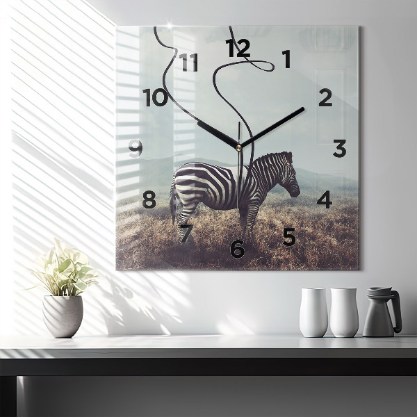 Reloj de pared cuadrado Cebra - Abstracción