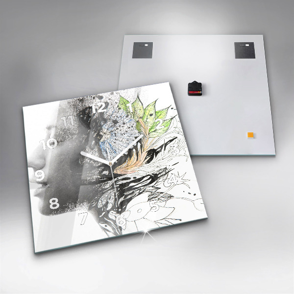 Reloj de pared cuadrado Rostro de mujer abstracto