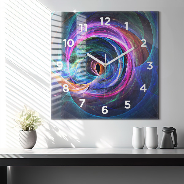 Reloj de pared cuadrado Fractal colorido