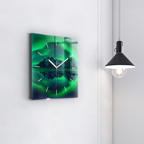 Reloj de pared cuadrado Aurora boreal