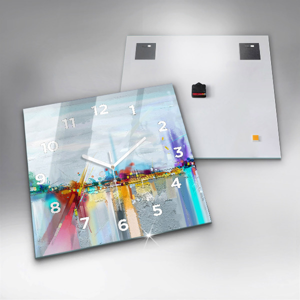 Reloj de pared cuadrado Paisaje abstracto al óleo