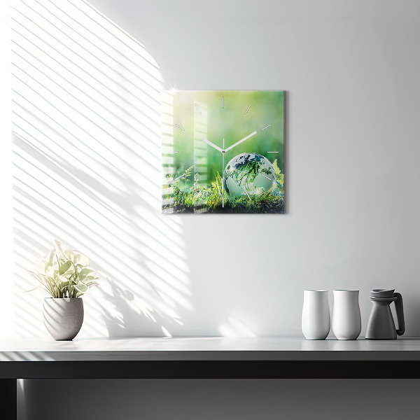 Reloj de pared cuadrado Globo terráqueo