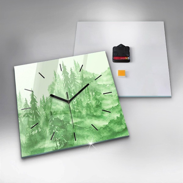 Reloj cuadrado Pintura de un bosque verde