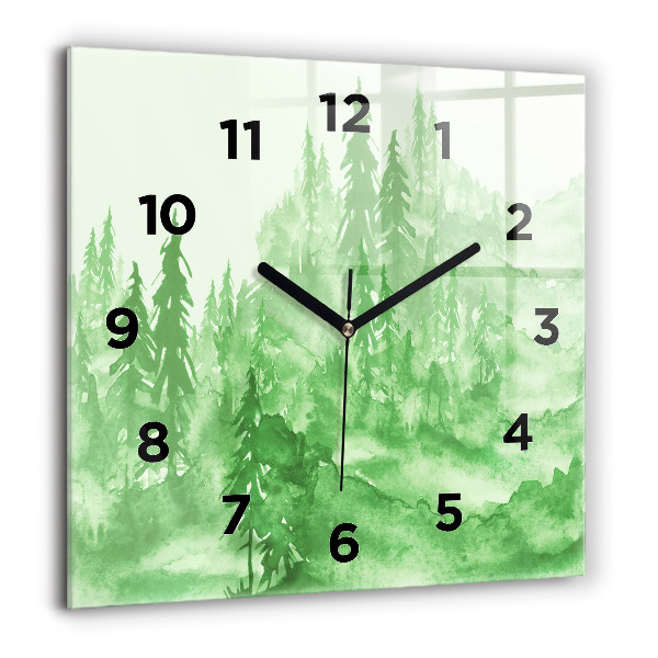 Reloj cuadrado Pintura de un bosque verde