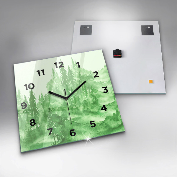 Reloj cuadrado Pintura de un bosque verde