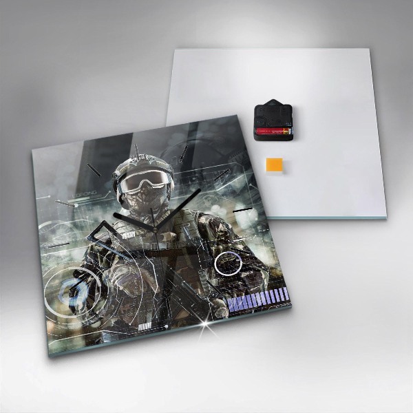 Reloj cuadrado Soldado con pistola