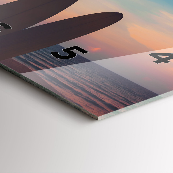 Reloj de pared cuadrado Surf en la playa