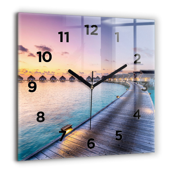 Reloj de pared cuadrado Puesta de sol Maldivas