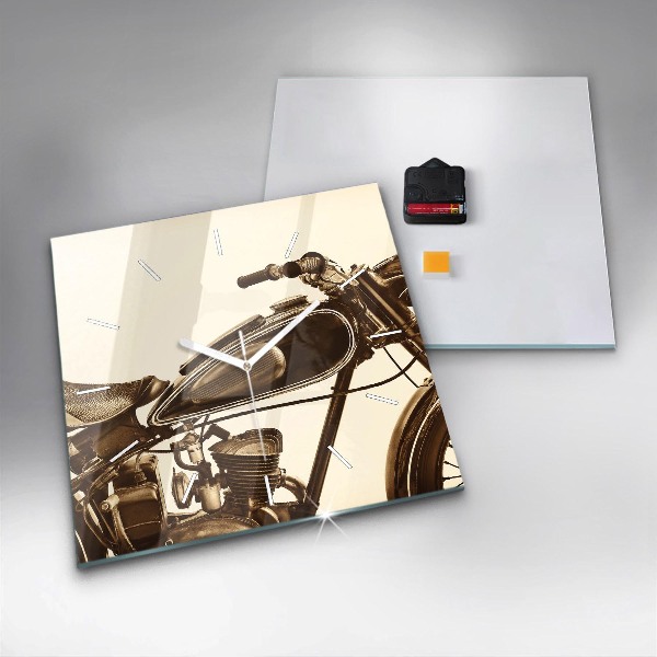 Reloj de pared cuadrado Sepia moto Vintage