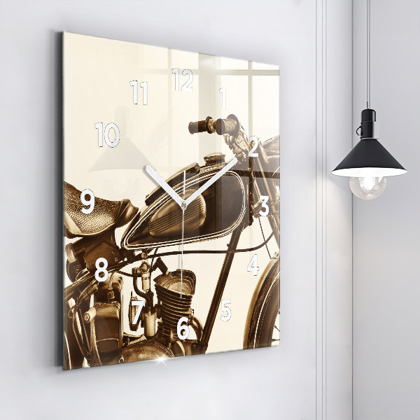 Reloj de pared cuadrado Sepia moto Vintage