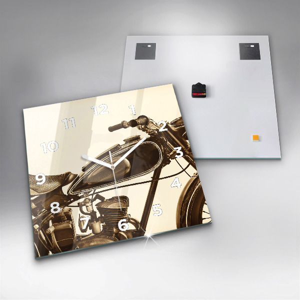 Reloj de pared cuadrado Sepia moto Vintage