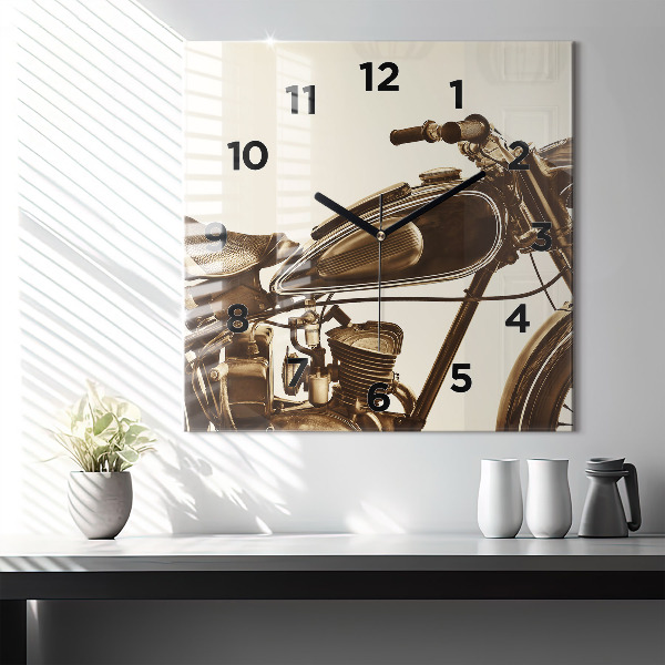Reloj de pared cuadrado Sepia moto Vintage