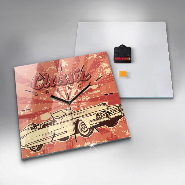 Reloj de pared cuadrado Auto retro vintage