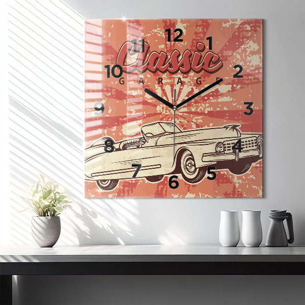 Reloj de pared cuadrado Auto retro vintage