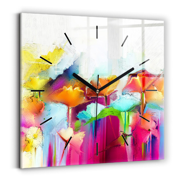 Reloj de pared cuadrado Flores abstractas