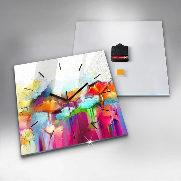 Reloj de pared cuadrado Flores abstractas
