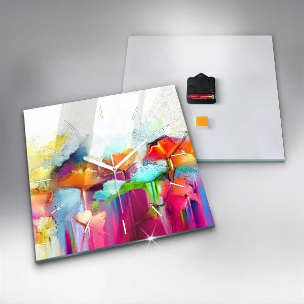 Reloj de pared cuadrado Flores abstractas
