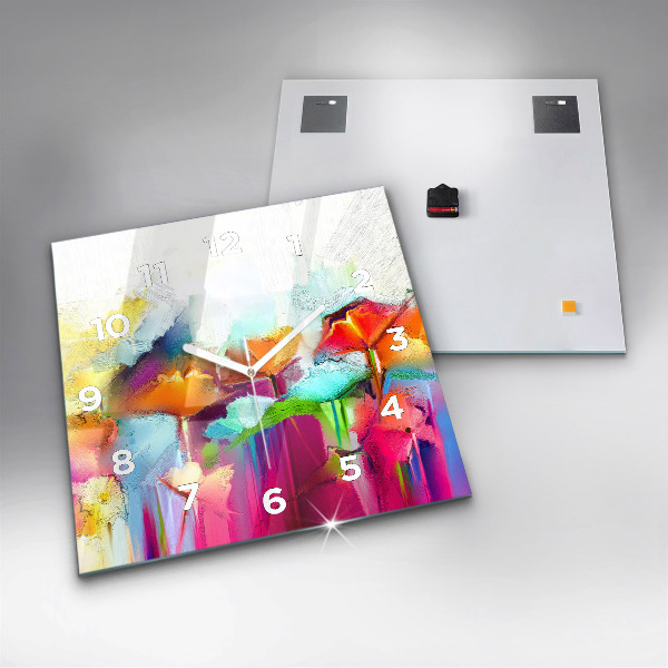 Reloj de pared cuadrado Flores abstractas