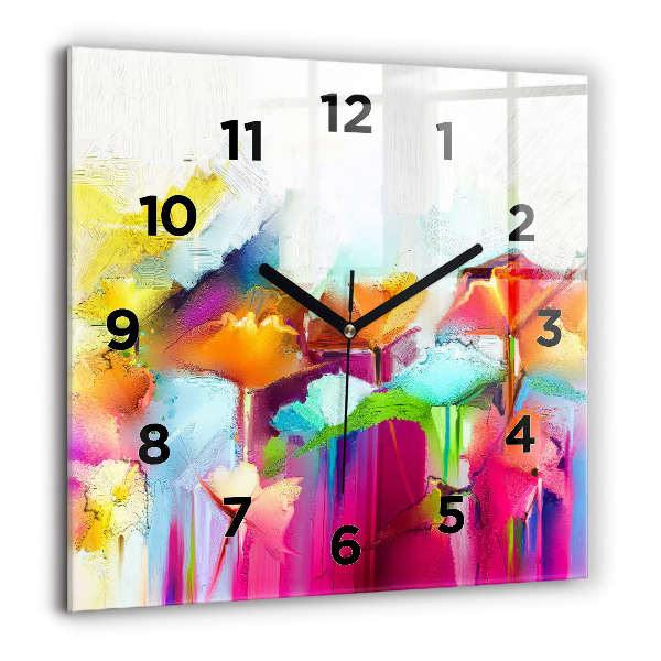 Reloj de pared cuadrado Flores abstractas